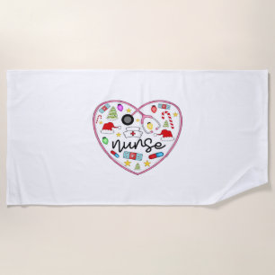 Serviette De Plage Coeur infirmière, T-shirt surdimensionné Halloween