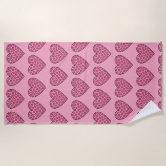 Serviette De Plage Cœurs à motif de guépard rose