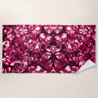 Serviette De Plage Coeurs diamant en cristal rose