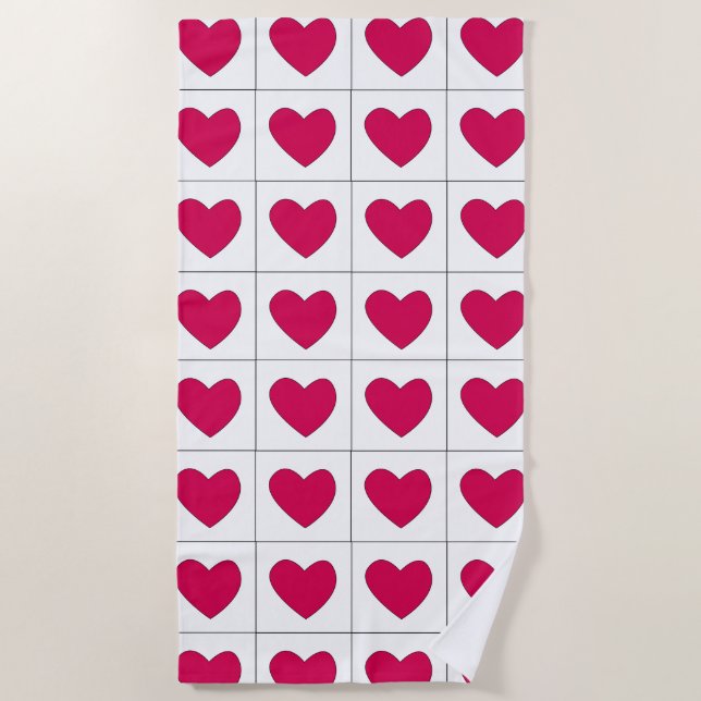 Serviette De Plage Coeurs roses Jour des Valentines d'été (Devant)