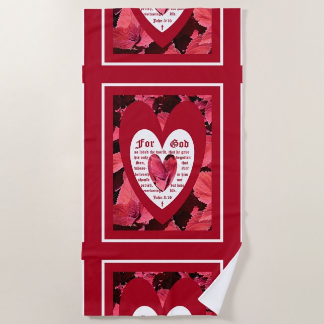 Serviette De Plage Coleus Gros plan avec John 3:16 (Devant)