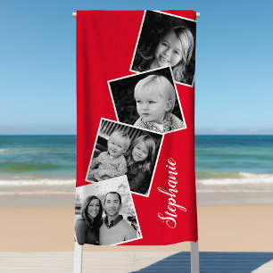 Serviette De Plage Collage de 4 photos personnalisé Bande de film Rou