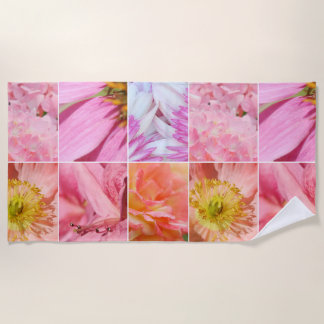 Serviette De Plage Collage de fleurs de medley florales de pêche rose