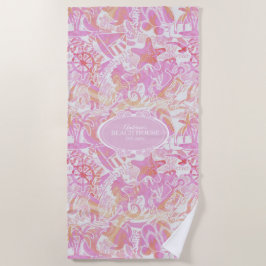 Serviette De Plage Collage de plage nautique Hot Pink ID840