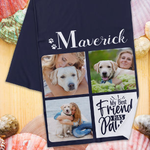 Serviette De Plage Collage photo de chien Monogramme personnalisé Mar