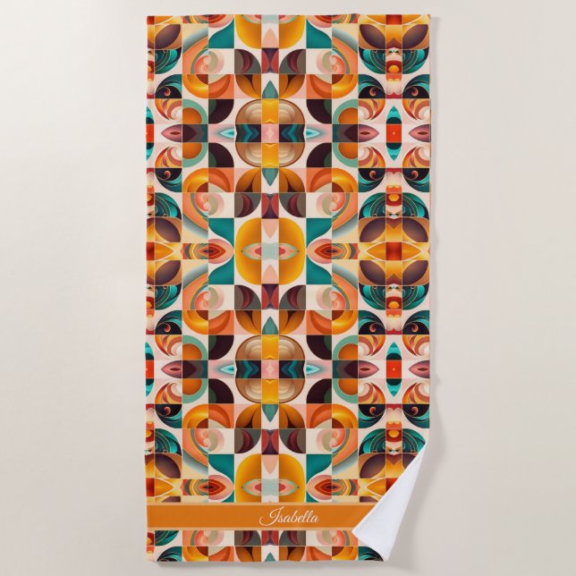 Serviette De Plage Collection Carré Abstraite Retro tendance (Devant)
