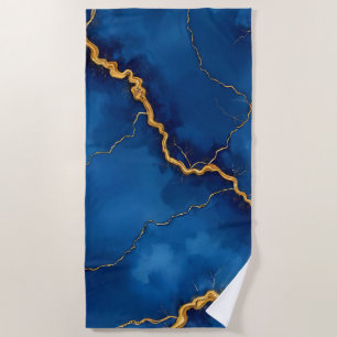 Serviette De Plage Collection de marbre Royal Blue Gold