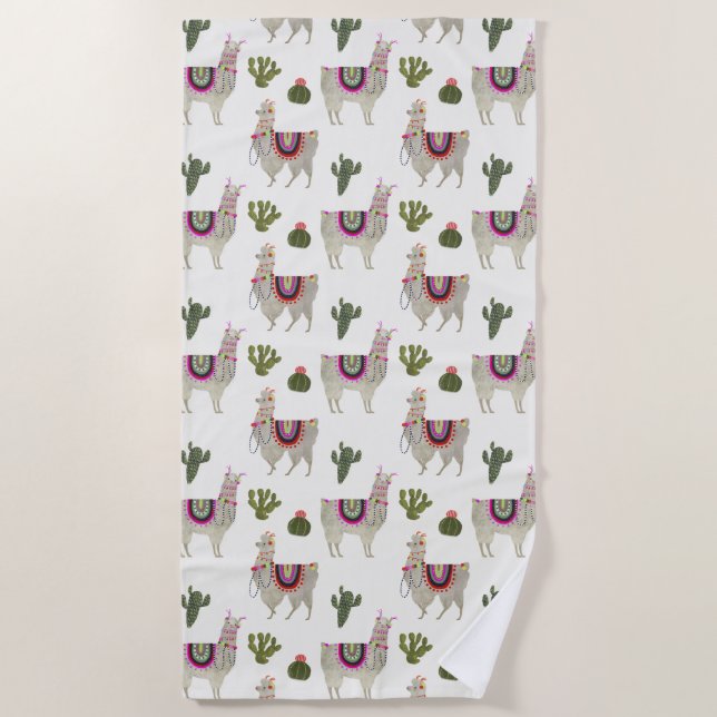 Serviette De Plage Collection Llamarama | Cute Llamas (Devant)