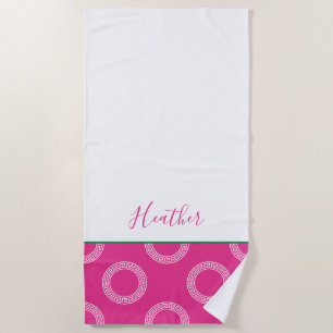 Serviette De Plage College Sorority Greek Key Circles Nom Preppy Fun