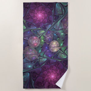 Serviette De Plage Coloré brillant Art Abstrait Fractal moderne