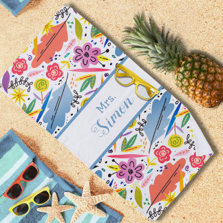 Serviette De Plage Coloré Funky Tropical Hawaiian