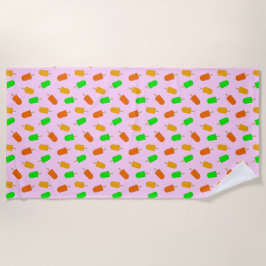 Serviette De Plage Coloré Motif de popsicle sur Brown Wenjr rose