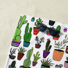 Serviette De Plage Coloré Poted Plante Motif Succulents & Cactus