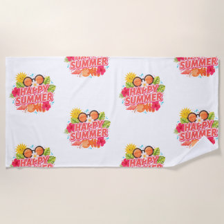 Serviette de plage colorée Happy Summer Sun & Seas