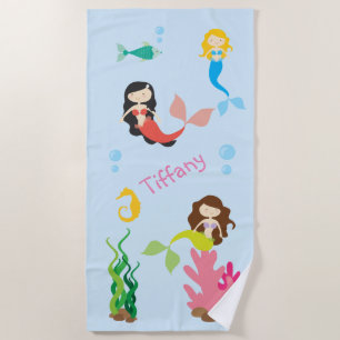 Serviette de plage colorée Mermaids
