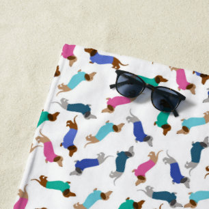 Serviette de plage colorée teckel