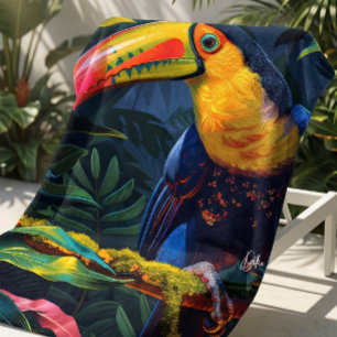 Serviette de plage colorée Tropical Toucan