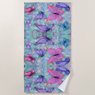 Serviette De Plage Colorful Butterflies Flying Beach Towel