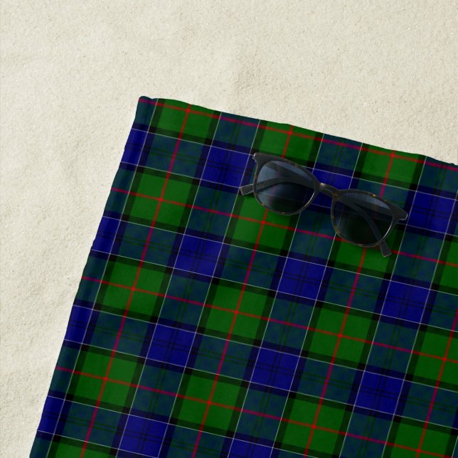 Serviette De Plage Colquhoun tartan bleu vert plaid (En situation)