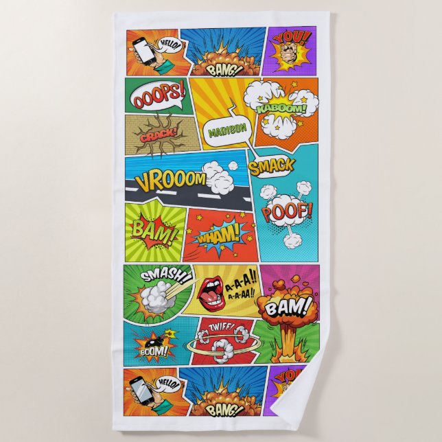 Serviette De Plage Comics de noms personnalisés (Devant)