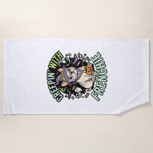 Serviette De Plage Compagnon drôle de Bulldog français Halloween