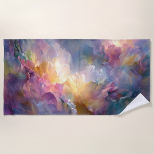 Serviette De Plage Composition florale pastel abstraite lumineuse
