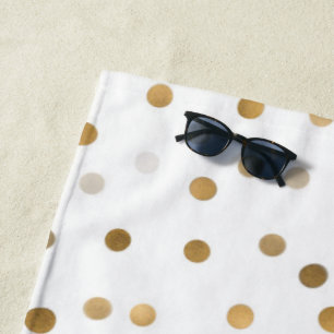 Serviette De Plage Conception blanche de points dorés girly