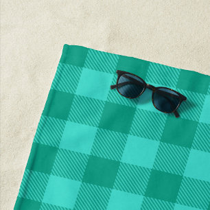 Serviette De Plage Conception de carreaux à carreaux gingham sarcelle