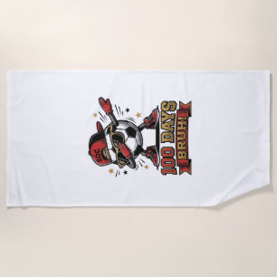 Serviette De Plage Conception de chemise de soccer Dabbing 100 jours 