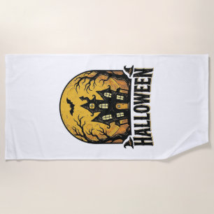 Serviette De Plage Conception de chemise Halloween Maison Hantée Vint
