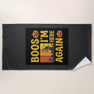 Serviette De Plage Conception de cimetière rétro Boos d'Halloween, je