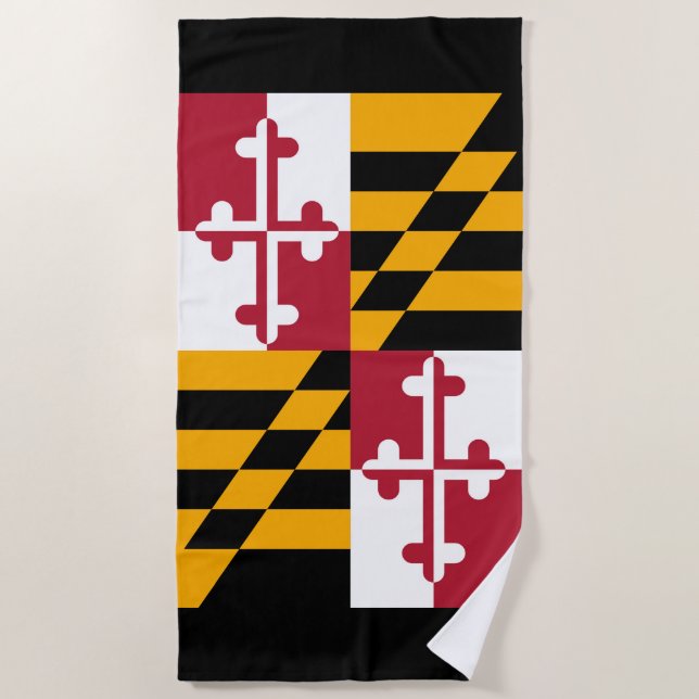 Serviette De Plage Conception de drapeau d'état du Maryland sur a (Devant)