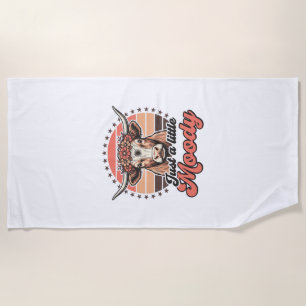 Serviette De Plage Conception de gravure rétro de vache lunatique Vin