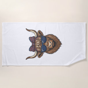 Serviette De Plage Conception de gravure vintage de vache des Highlan