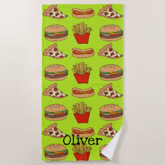Serviette De Plage Conception de la malbouffe