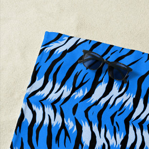 Serviette De Plage Conception de motif de peau d'animal Tigre Bleu