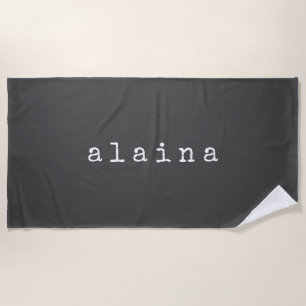 Serviette De Plage Conception de nom minimaliste simple en noir perso