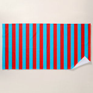 Serviette De Plage Conception de rayures rouges et bleues