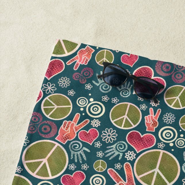 Serviette De Plage Conception de signe de pacifisme de hippie de (En situation)