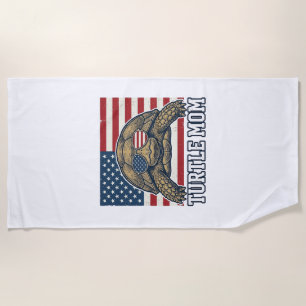 Serviette De Plage Conception de T-shirt de maman tortue patriotique