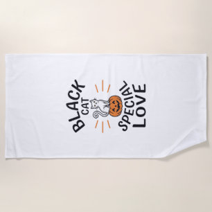 Serviette De Plage Conception de vecteur de chat noir d'amour spécial