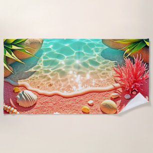 Serviette De Plage Conception des coquilles de plage baisées au solei