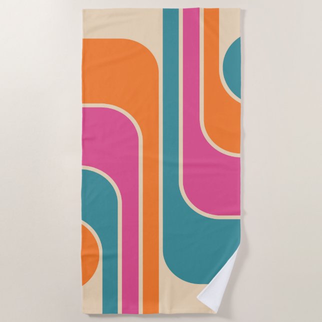 Serviette De Plage Conception géométrique rétro moderne (Devant)