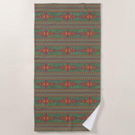 Serviette De Plage Conception géométrique verte Sagebrush Sud-Ouest