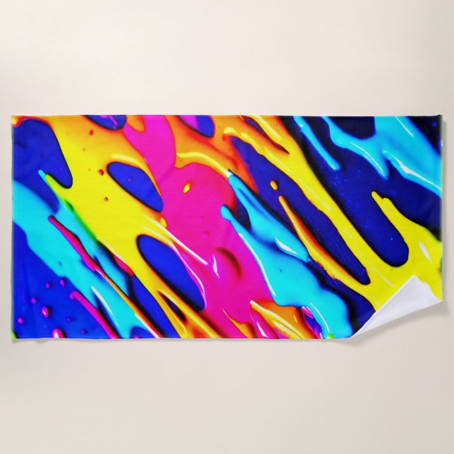 Serviette De Plage Conception Neon Splatter (Devant)