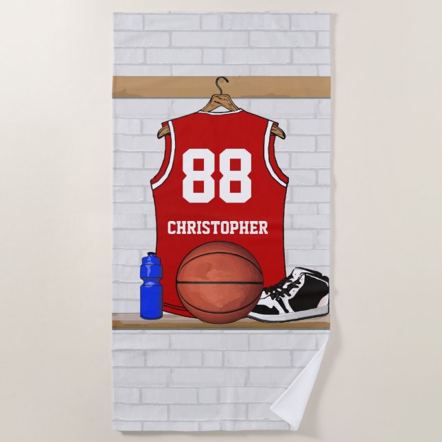 Serviette De Plage Conception personnalisable de joueur de basket (Devant)