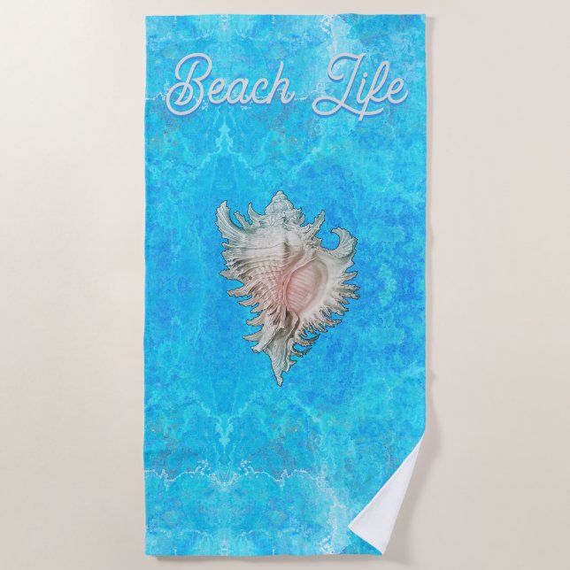 Serviette De Plage Conch Shell "Beach Life" (Devant)