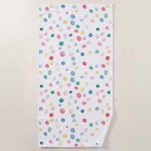 Serviette De Plage Confettis Colorés Points Bleu Rouge Jaune Vert Ros
