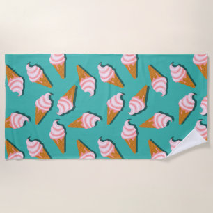 Serviette De Plage Congés gaufres crème glacée et motif de yaourt con