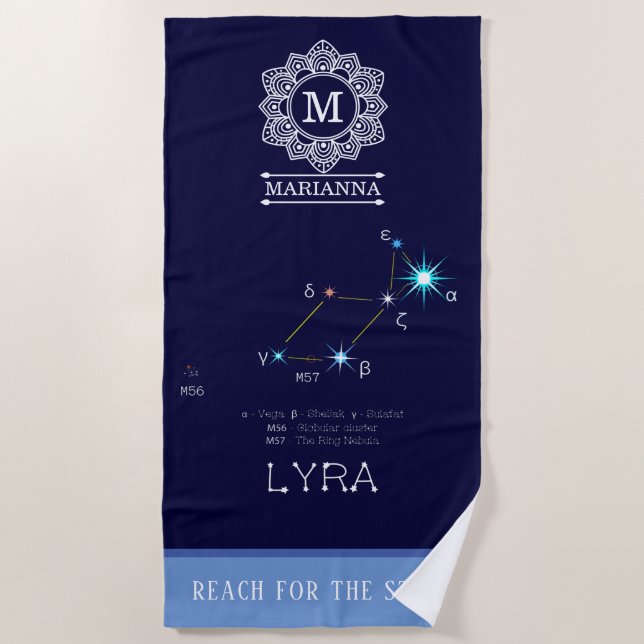 Serviette De Plage Constellation de l'hémisphère Nord Lyra (Devant)